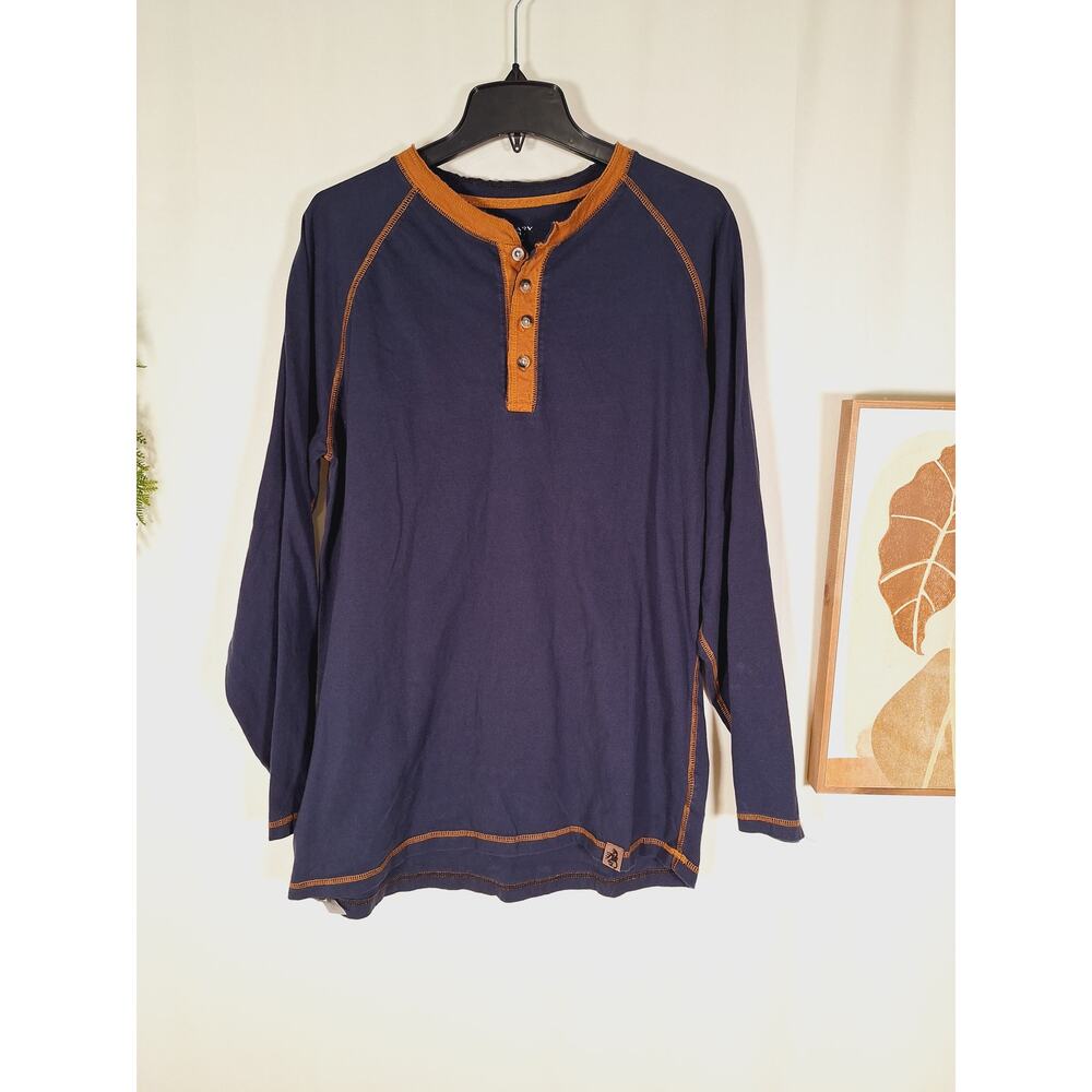 Legendary Whitetails Men's Blue Long sleeve Polo Sweater Large